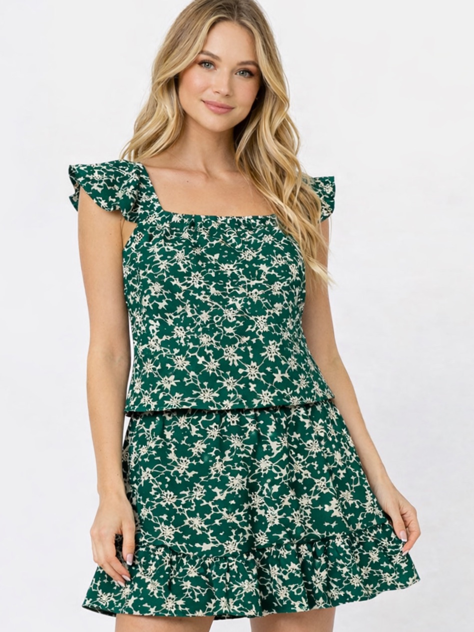 Nwt Lunamoon Green Floral Eyelet Embroidered Twopiece Set Sizesmall